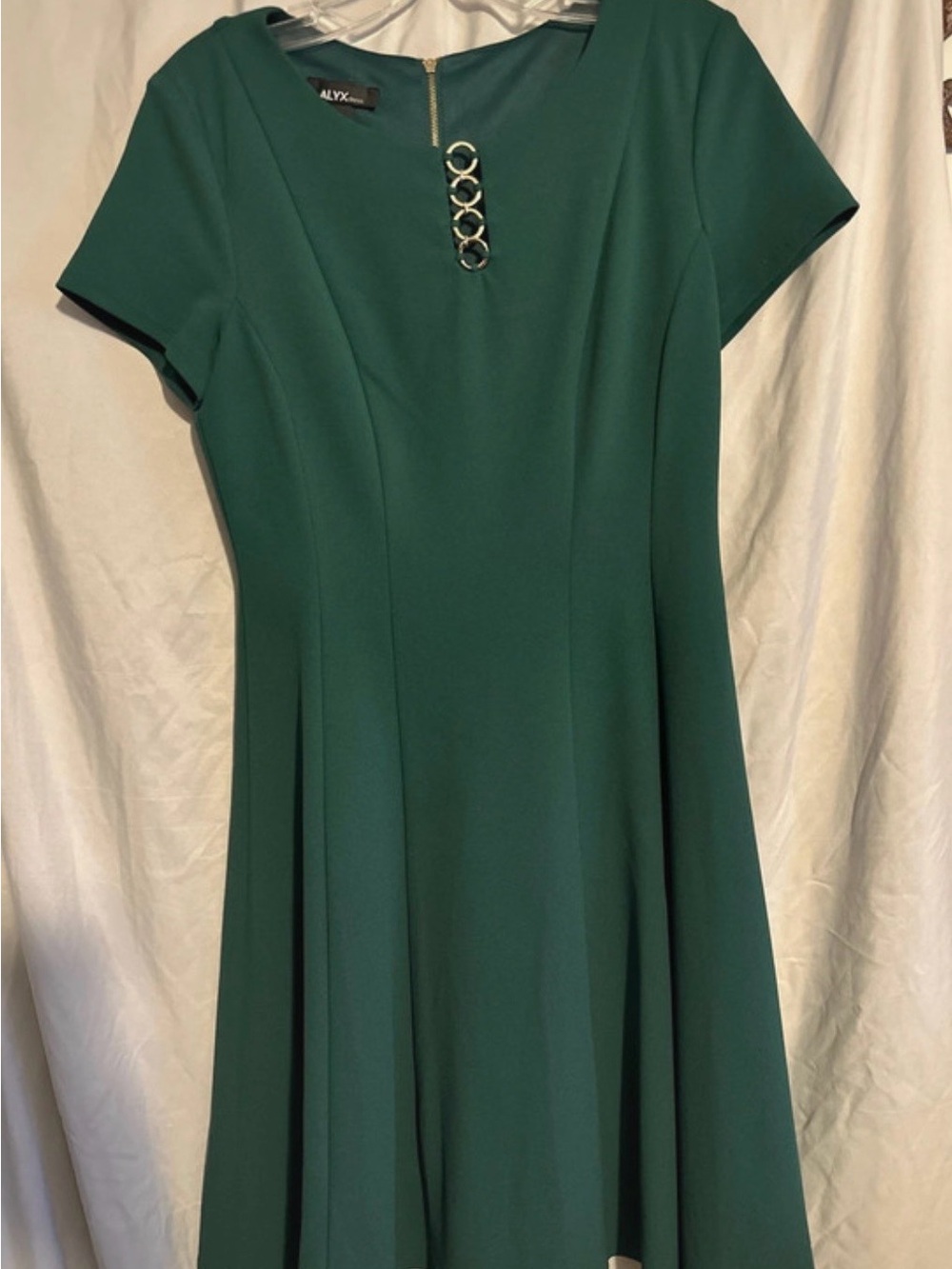 ALYX Deep Green Fit-and-Flare Dress with Ring Accents